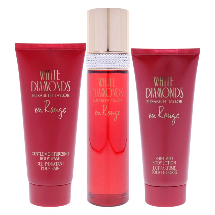 Elizabeth Taylor White Diamonds En Rouge Gift Set For Women - Pack of White Diamonds En Rouge EDP 100ml + En Rouge Body Wash 100ml + En Rouge Body Lotion 100ml 